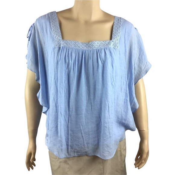 Alyx Top Size 1X Light Blue Square Neck - Picture 1 of 7